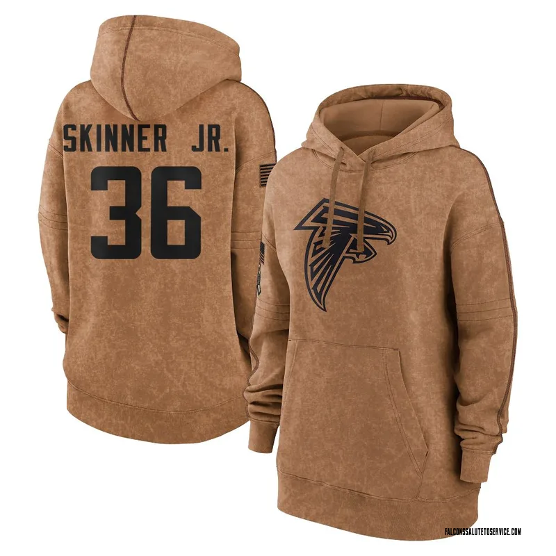 Women's Quincy Skinner Jr. Atlanta Falcons Brown 2023 Salute To Service Pullover Hoodie
