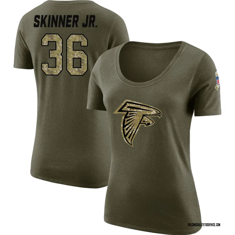 Women's Quincy Skinner Jr. Atlanta Falcons Legend Olive Salute to Service Scoop Neck T-Shirt