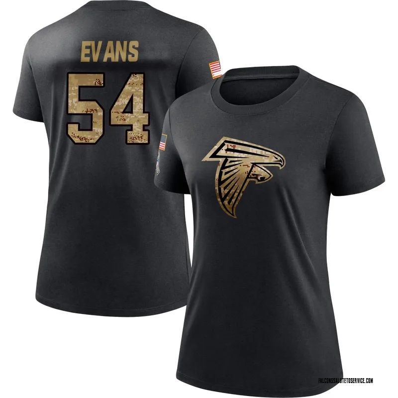 Women's Rashaan Evans Atlanta Falcons Black 2020 Salute To Service Performance T-Shirt