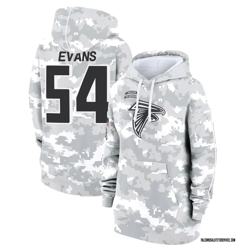 Women's Rashaan Evans Atlanta Falcons Camo Arctic 2024 Salute to Service Club Fleece Pullover Hoodie