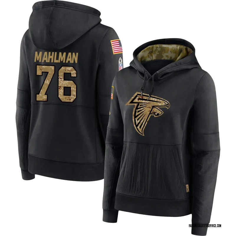 Women's Riley Mahlman Atlanta Falcons Black 2020 Salute to Service Sideline Performance Pullover Hoodie