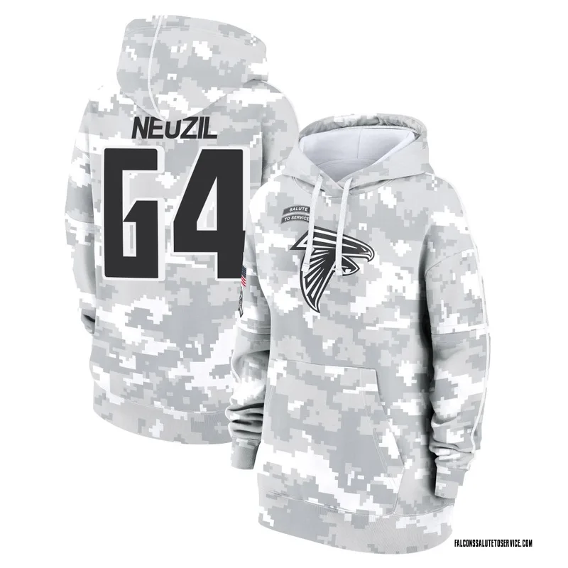 Women's Ryan Neuzil Atlanta Falcons Camo Arctic 2024 Salute to Service Club Fleece Pullover Hoodie