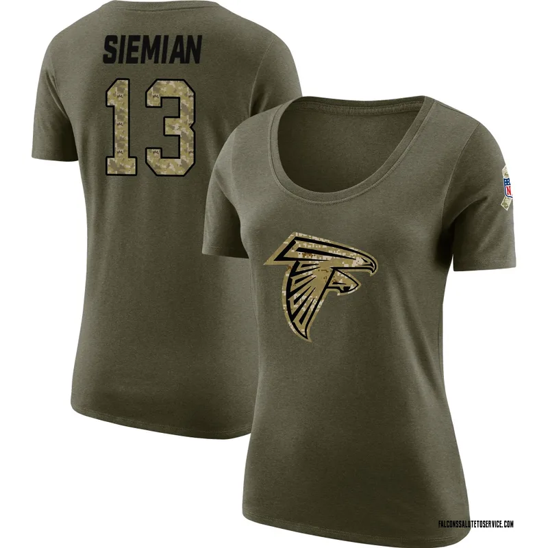 Women's Trevor Siemian Atlanta Falcons Legend Olive Salute to Service Scoop Neck T-Shirt