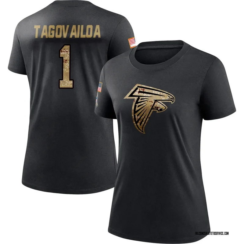 Women's Tua Tagovailoa Atlanta Falcons Black 2020 Salute To Service Performance T-Shirt
