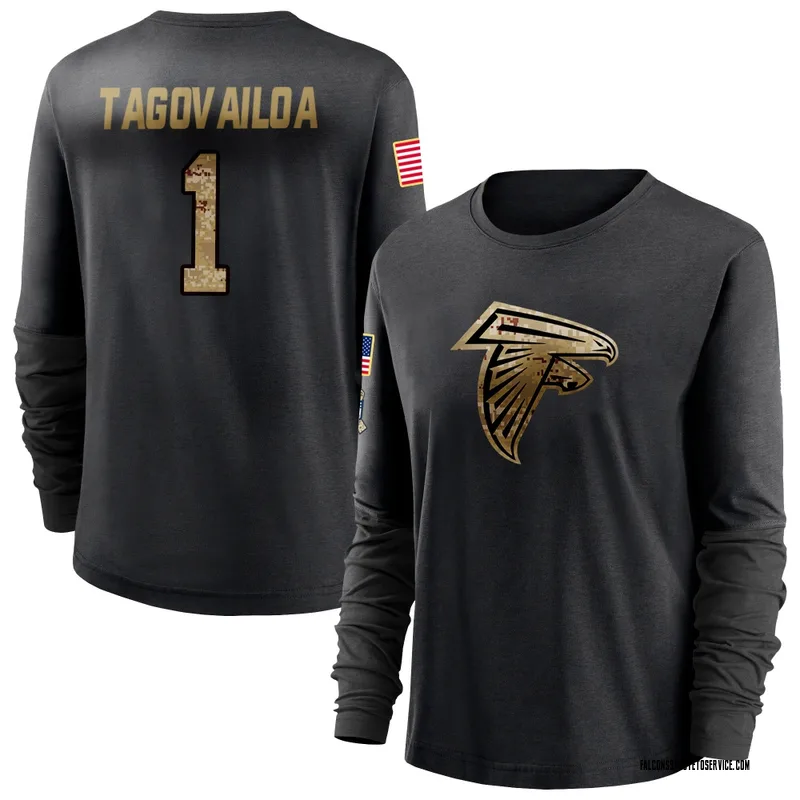 Women's Tua Tagovailoa Atlanta Falcons Black 2020 Salute To Service Sideline Performance Long Sleeve T-Shirt
