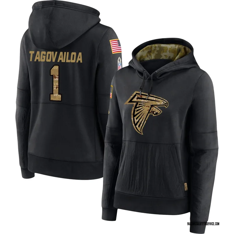 Women's Tua Tagovailoa Atlanta Falcons Black 2020 Salute to Service Sideline Performance Pullover Hoodie