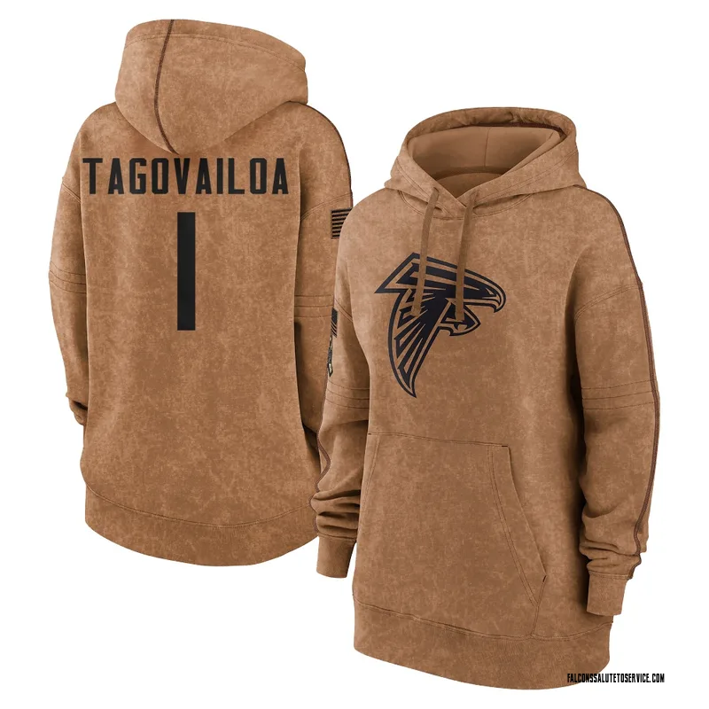 Women's Tua Tagovailoa Atlanta Falcons Brown 2023 Salute To Service Pullover Hoodie