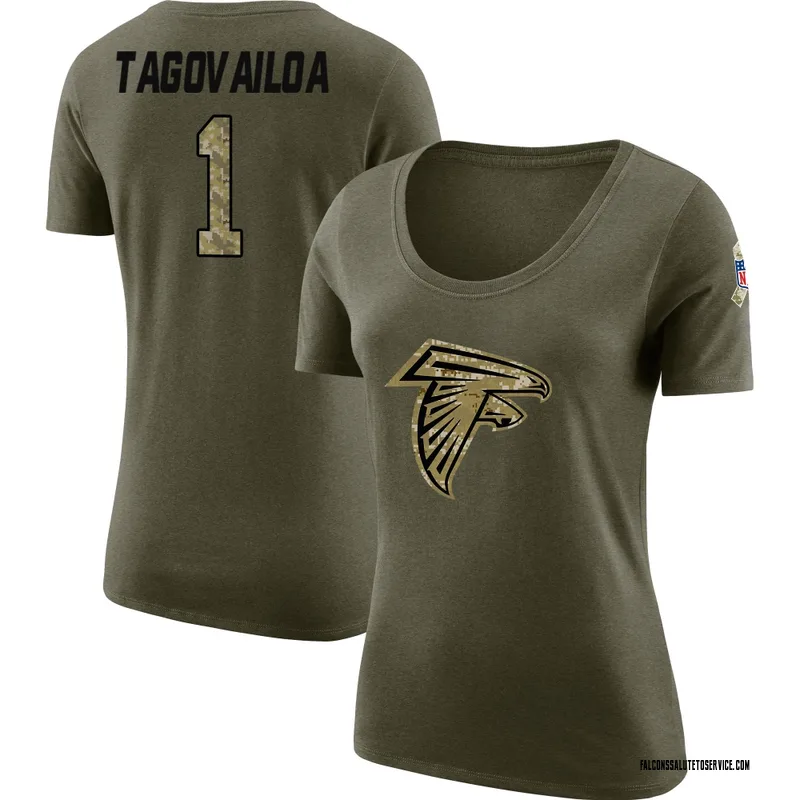 Women's Tua Tagovailoa Atlanta Falcons Legend Olive Salute to Service Scoop Neck T-Shirt