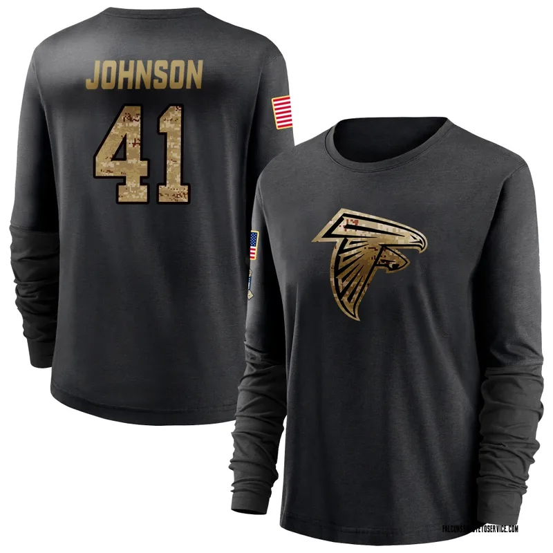 Women's Tysheem Johnson Atlanta Falcons Black 2020 Salute To Service Sideline Performance Long Sleeve T-Shirt