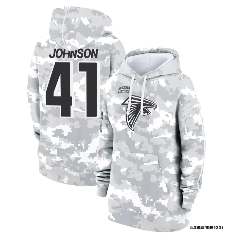 Women's Tysheem Johnson Atlanta Falcons Camo Arctic 2024 Salute to Service Club Fleece Pullover Hoodie
