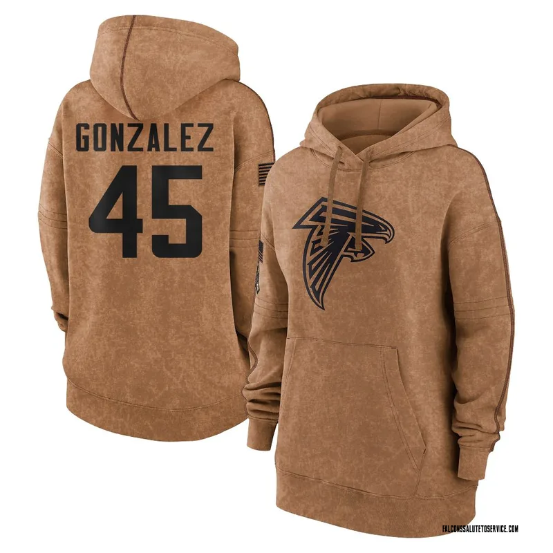 Women's Zane Gonzalez Atlanta Falcons Brown 2023 Salute To Service Pullover Hoodie