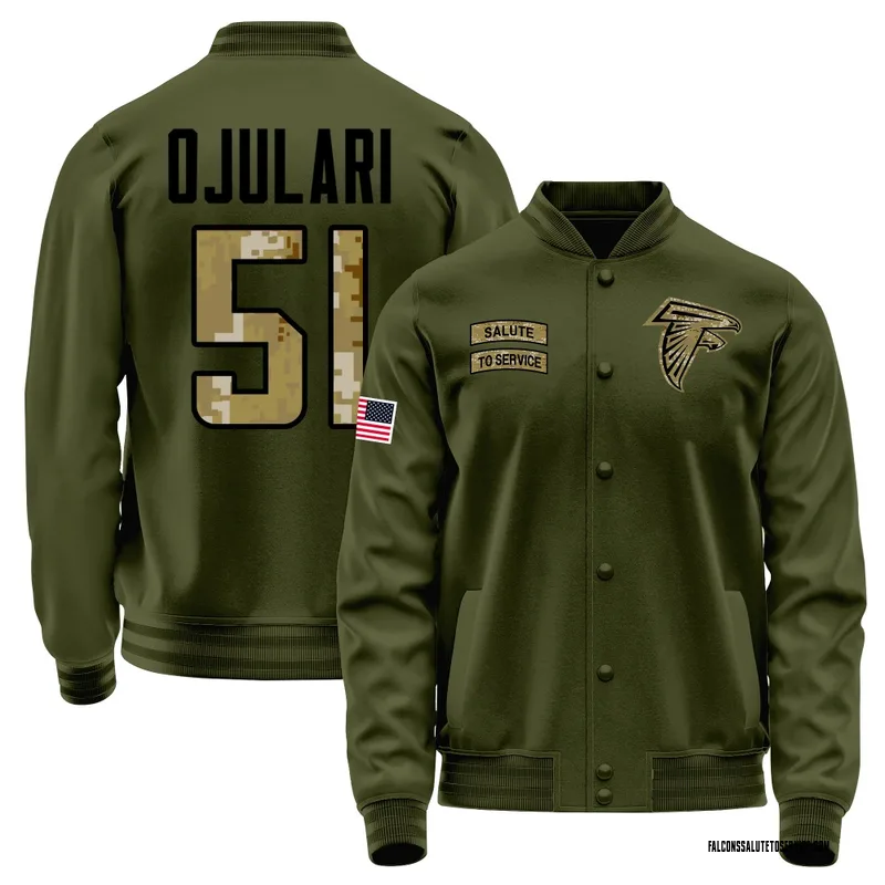 Youth Azeez Ojulari Atlanta Falcons Olive Salute to Service Sideline Performance Jacket