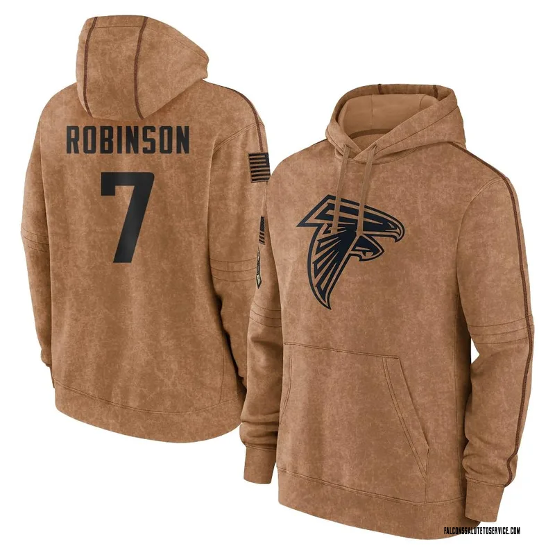 Youth Bijan Robinson Atlanta Falcons Brown 2023 Salute To Service Club Pullover Hoodie