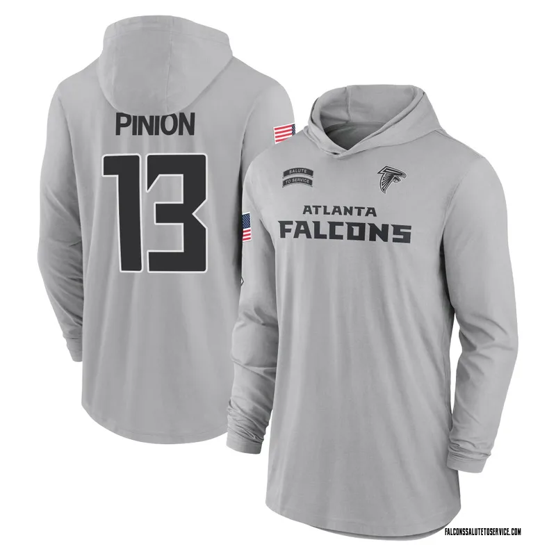 Youth Bradley Pinion Atlanta Falcons Gray 2024 Salute to Service Lightweight Performance Long Sleeve Hooded T-Shirt