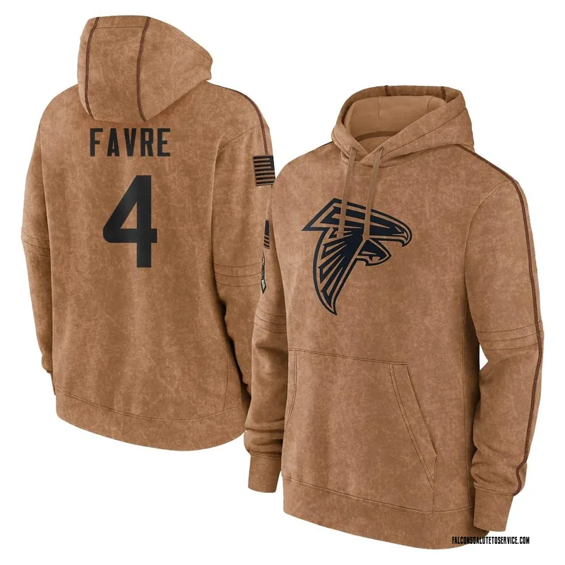 Youth Brett Favre Atlanta Falcons Brown 2023 Salute To Service Club Pullover Hoodie