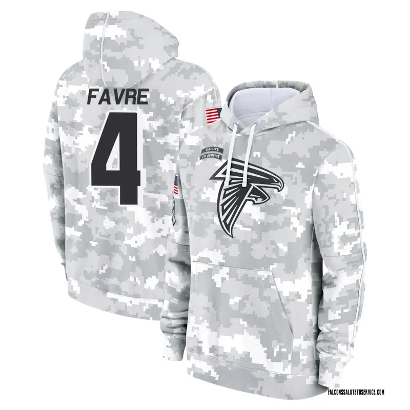 Youth Brett Favre Atlanta Falcons Camo Arctic 2024 Salute to Service Club Fleece Pullover Hoodie