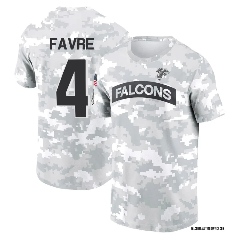 Youth Brett Favre Atlanta Falcons Camo Arctic 2024 Salute to Service Performance T-Shirt