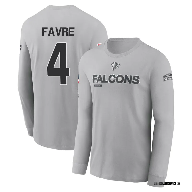 Youth Brett Favre Atlanta Falcons Gray 2024 Salute to Service Long Sleeve T-Shirt