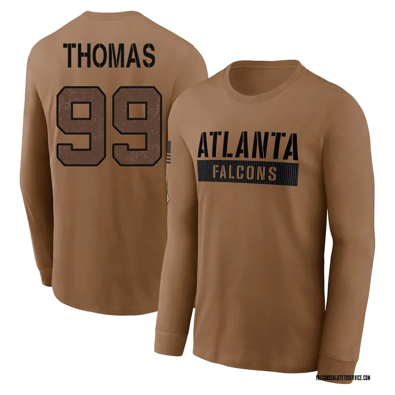 Youth Cameron Thomas Atlanta Falcons Brown 2023 Salute To Service Long Sleeve T-Shirt