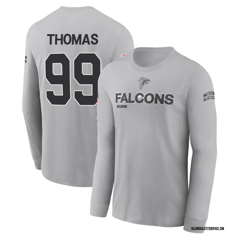 Youth Cameron Thomas Atlanta Falcons Gray 2024 Salute to Service Long Sleeve T-Shirt