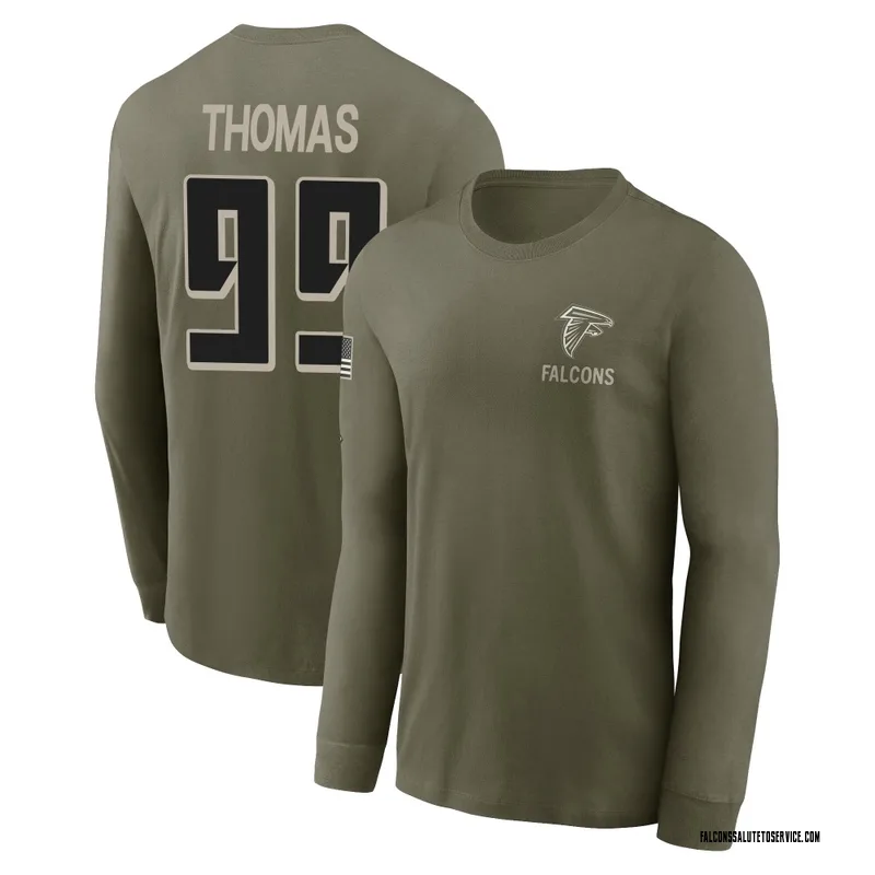 Youth Cameron Thomas Atlanta Falcons Olive 2025 Salute to Service Sideline Long Sleeve T-Shirt