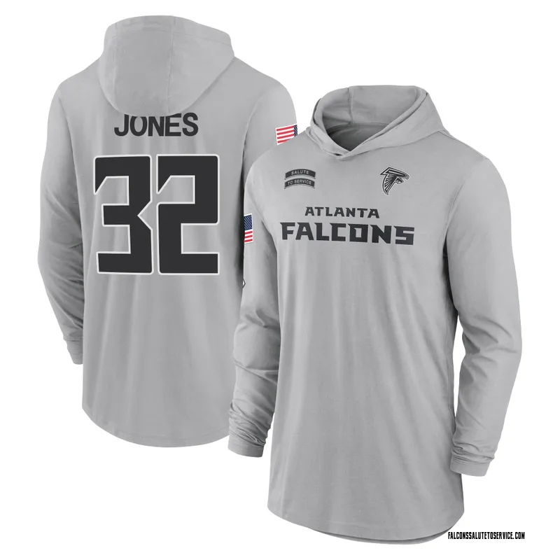 Youth Cash Jones Atlanta Falcons Gray 2024 Salute to Service Lightweight Performance Long Sleeve Hooded T-Shirt