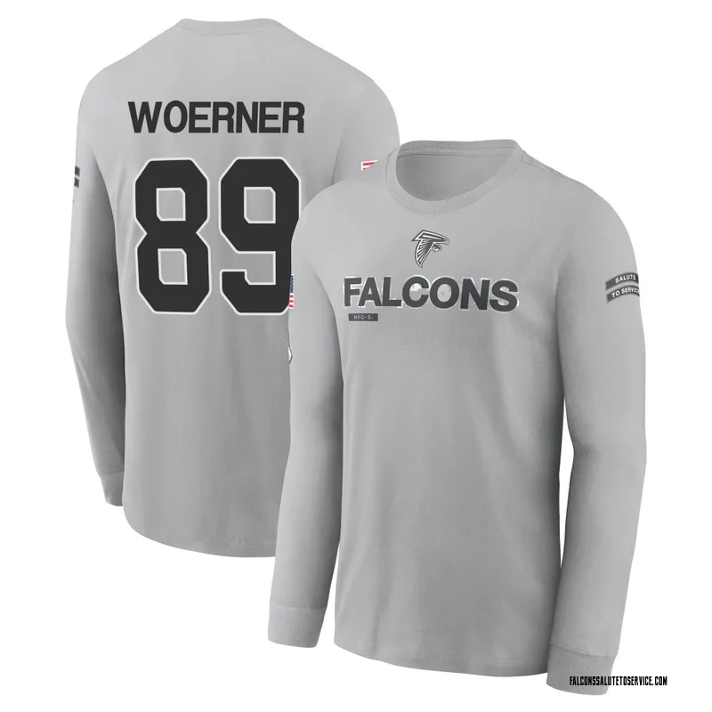 Youth Charlie Woerner Atlanta Falcons Gray 2024 Salute to Service Long Sleeve T-Shirt