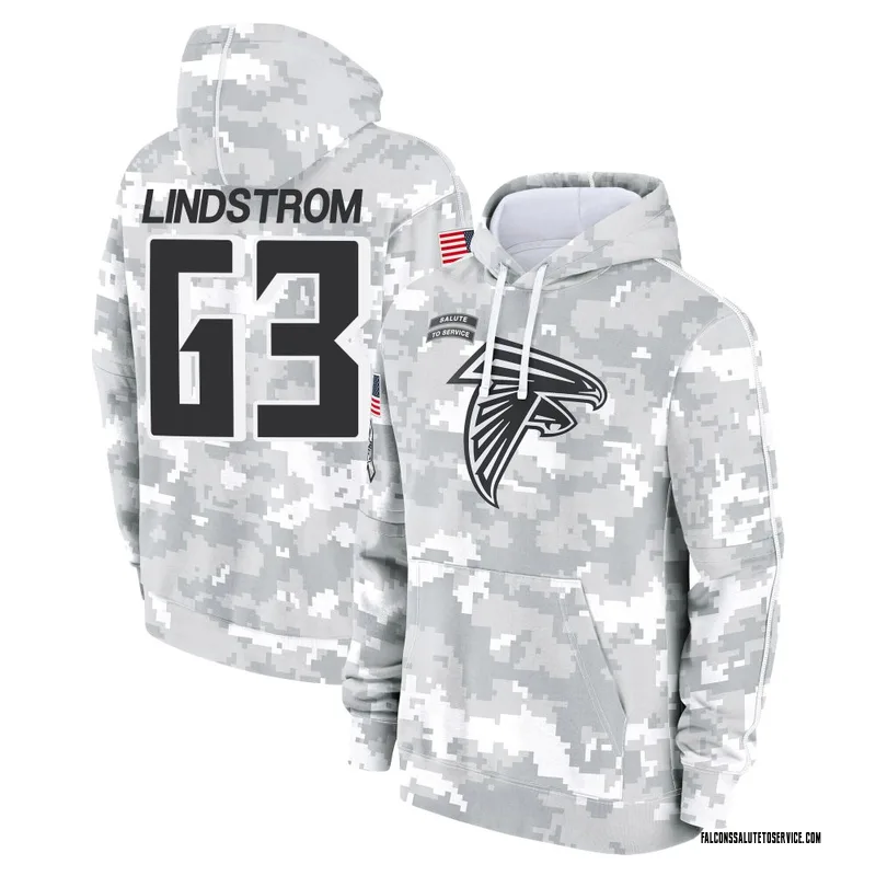 Youth Chris Lindstrom Atlanta Falcons Camo Arctic 2024 Salute to Service Club Fleece Pullover Hoodie