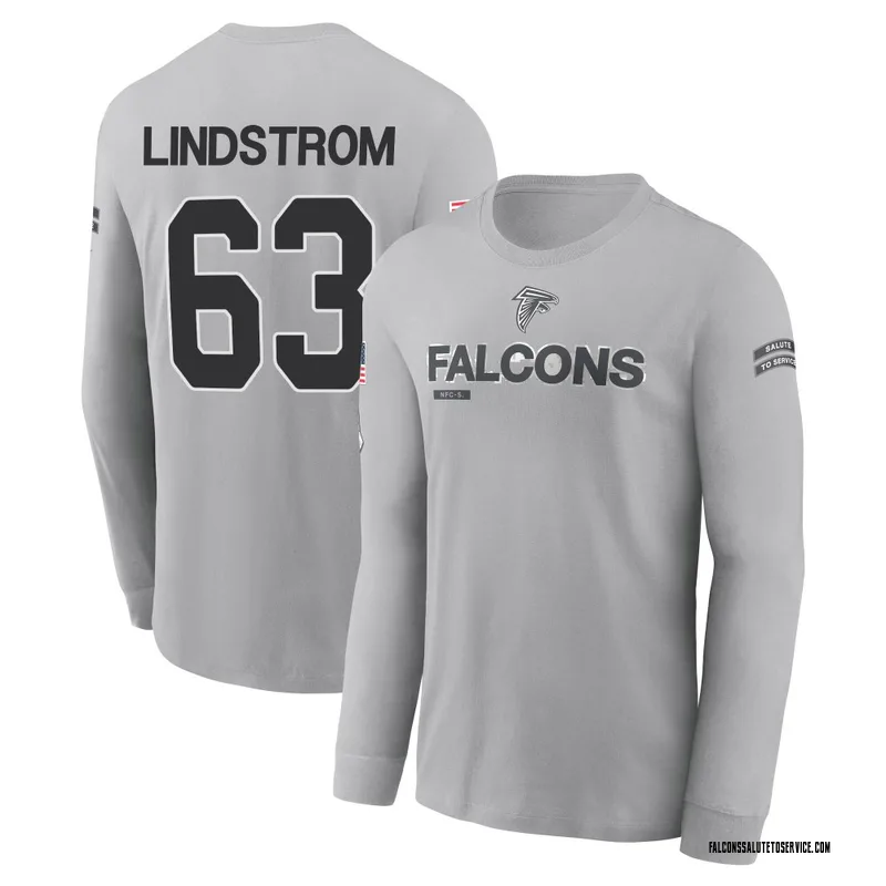 Youth Chris Lindstrom Atlanta Falcons Gray 2024 Salute to Service Long Sleeve T-Shirt