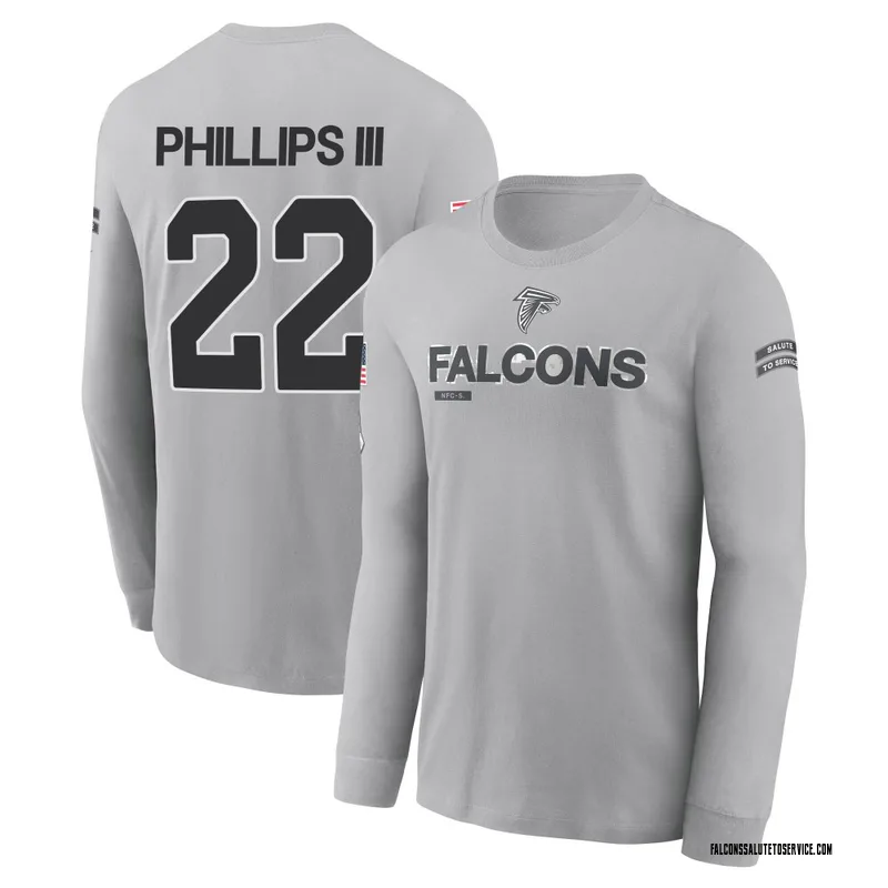 Youth Clark Phillips III Atlanta Falcons Gray 2024 Salute to Service Long Sleeve T-Shirt