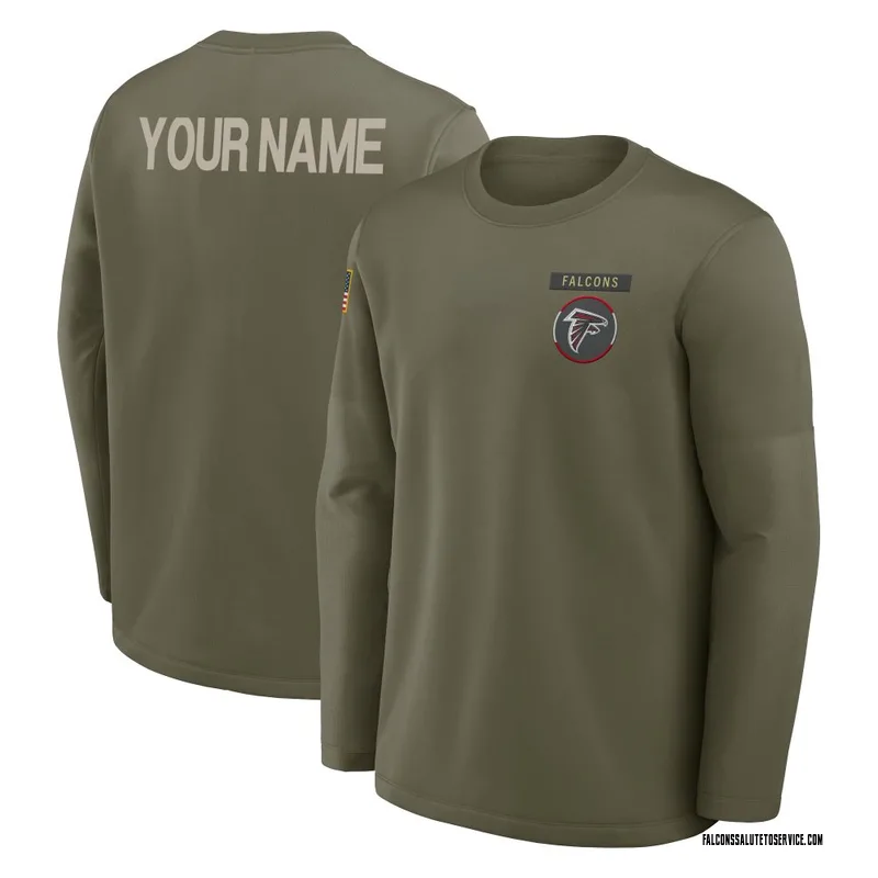 Youth Custom Atlanta Falcons Olive 2025 Salute to Service Sideline Coaches Long Sleeve T-Shirt