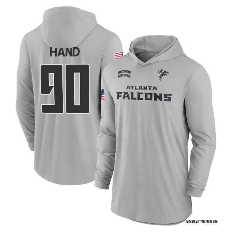 Youth Da'Shawn Hand Atlanta Falcons Gray 2024 Salute to Service Lightweight Performance Long Sleeve Hooded T-Shirt