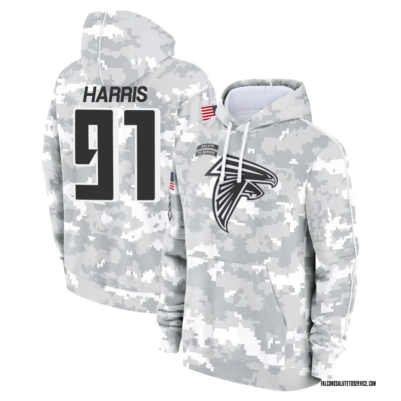 Youth Demone Harris Atlanta Falcons Camo Arctic 2024 Salute to Service Club Fleece Pullover Hoodie