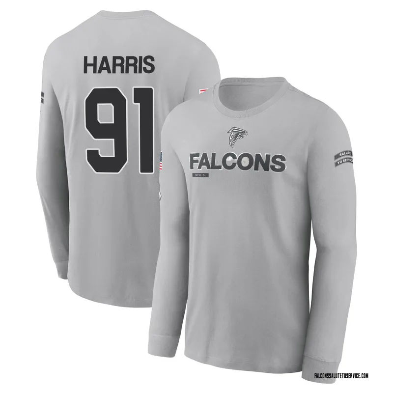 Youth Demone Harris Atlanta Falcons Gray 2024 Salute to Service Long Sleeve T-Shirt