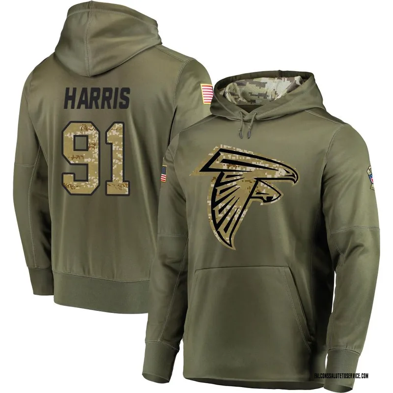 Youth Demone Harris Atlanta Falcons Olive Salute to Service Pullover Hoodie