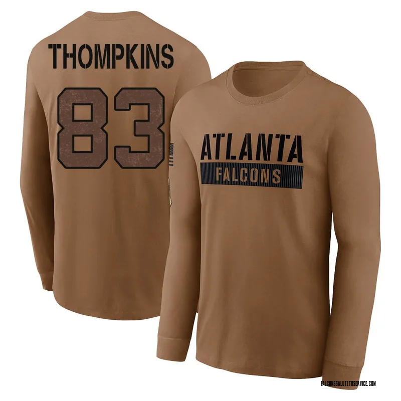 Youth Deven Thompkins Atlanta Falcons Brown 2023 Salute To Service Long Sleeve T-Shirt