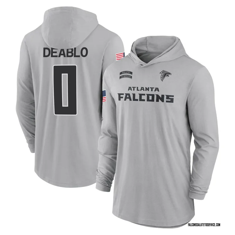 Youth Divine Deablo Atlanta Falcons Gray 2024 Salute to Service Lightweight Performance Long Sleeve Hooded T-Shirt