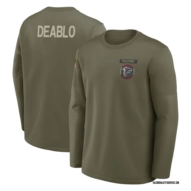 Youth Divine Deablo Atlanta Falcons Olive 2025 Salute to Service Sideline Coaches Long Sleeve T-Shirt