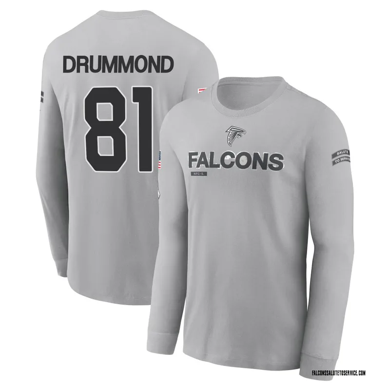 Youth Dylan Drummond Atlanta Falcons Gray 2024 Salute to Service Long Sleeve T-Shirt
