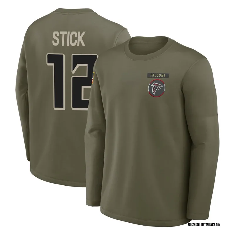 Youth Easton Stick Atlanta Falcons Olive 2025 Salute to Service Sideline Coaches Long Sleeve T-Shirt