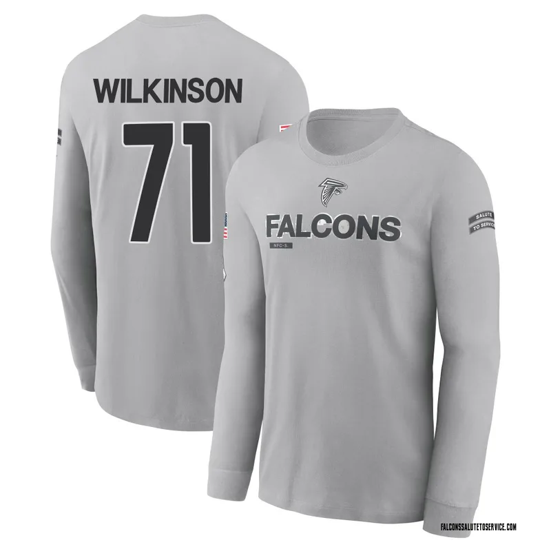 Youth Elijah Wilkinson Atlanta Falcons Gray 2024 Salute to Service Long Sleeve T-Shirt