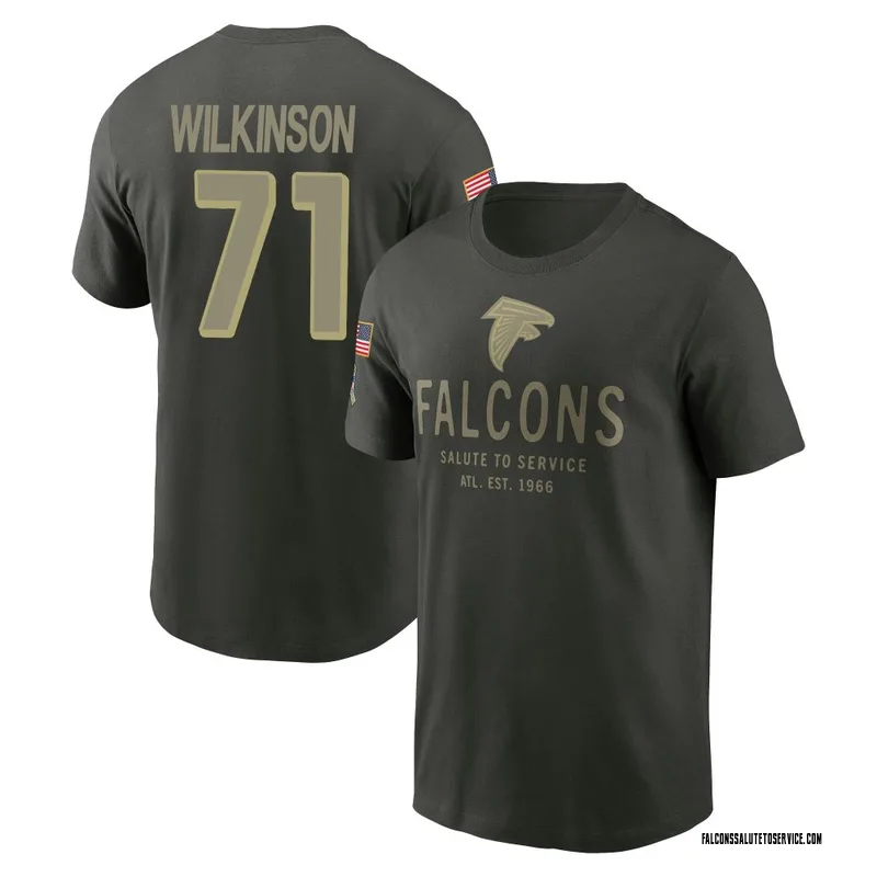 Youth Elijah Wilkinson Atlanta Falcons Green Forest/ 2025 Salute to Service Sideline Primary Edge T-Shirt