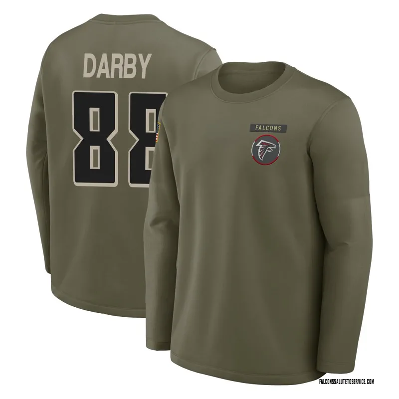 Youth Frank Darby Atlanta Falcons Olive 2025 Salute to Service Sideline Coaches Long Sleeve T-Shirt