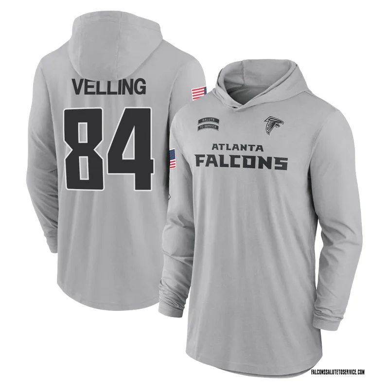 Youth Jack Velling Atlanta Falcons Gray 2024 Salute to Service Lightweight Performance Long Sleeve Hooded T-Shirt