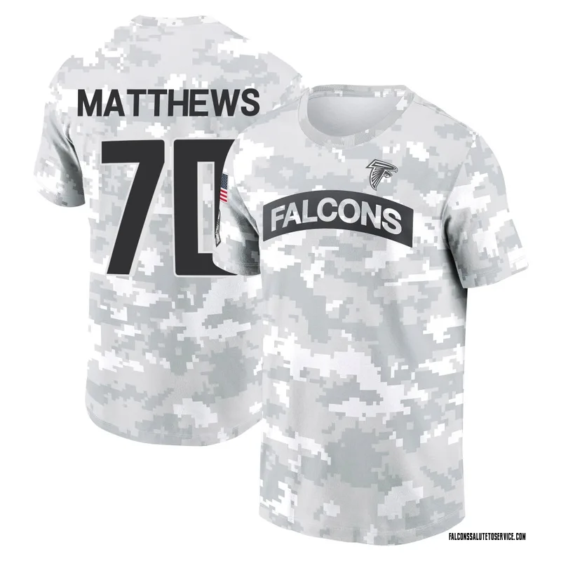 Youth Jake Matthews Atlanta Falcons Camo Arctic 2024 Salute to Service Performance T-Shirt