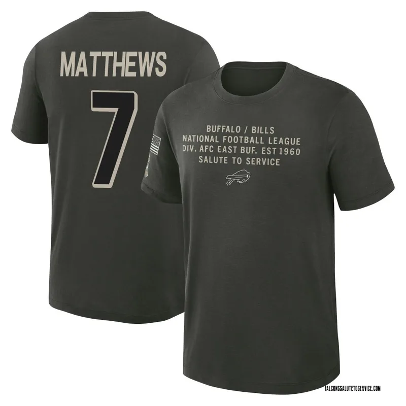Youth Jake Matthews Atlanta Falcons Green Dark/ 2025 Salute to Service Sideline Slub T-Shirt