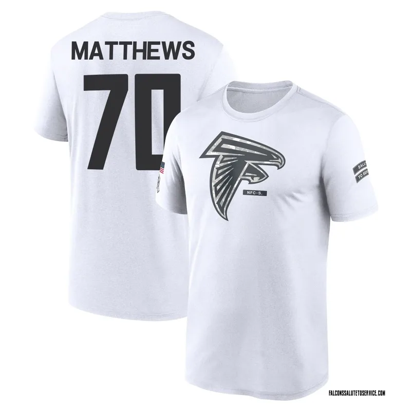 Youth Jake Matthews Atlanta Falcons Legend White 2024 Salute to Service Performance T-Shirt