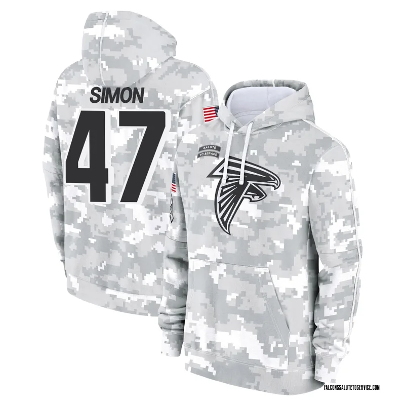 Youth Joshua Simon Atlanta Falcons Camo Arctic 2024 Salute to Service Club Fleece Pullover Hoodie