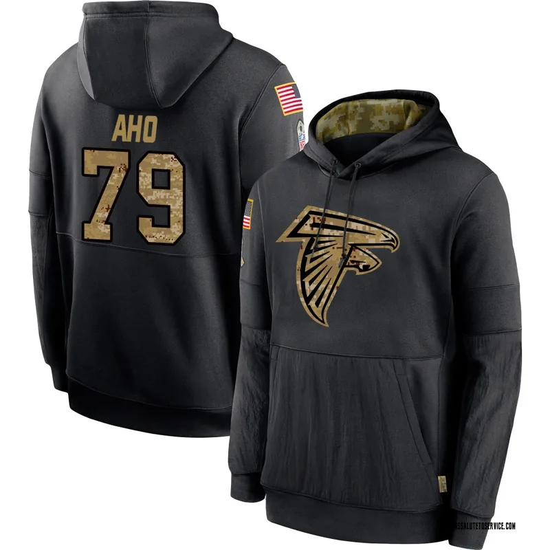 Youth Junior Aho Atlanta Falcons Black 2020 Salute to Service Sideline Performance Pullover Hoodie