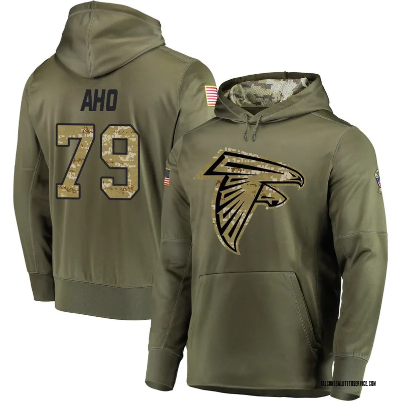 Youth Junior Aho Atlanta Falcons Olive Salute to Service Pullover Hoodie